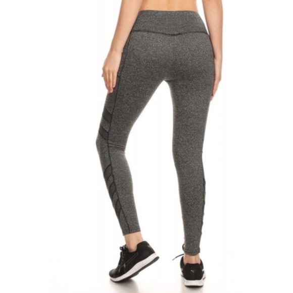 Grey leggings with black mesh detail - Picture 3 of 5